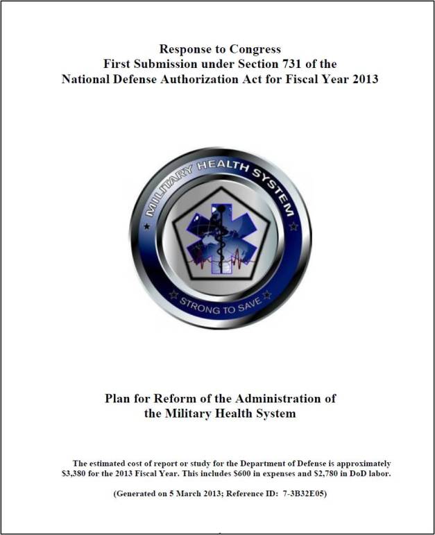 Plan for Reform of the Administration of the Military Health System - Report to Congress 5 March 2013